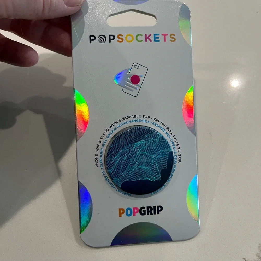 PopSocket POPGRIP Blue Holographic Top Phone Grip NWT